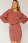 Marsala Fitted Sweater Dress