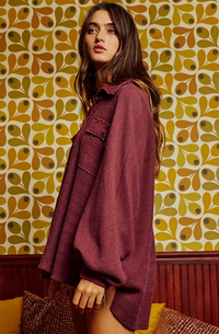 French Terry Knit Burgundy Top